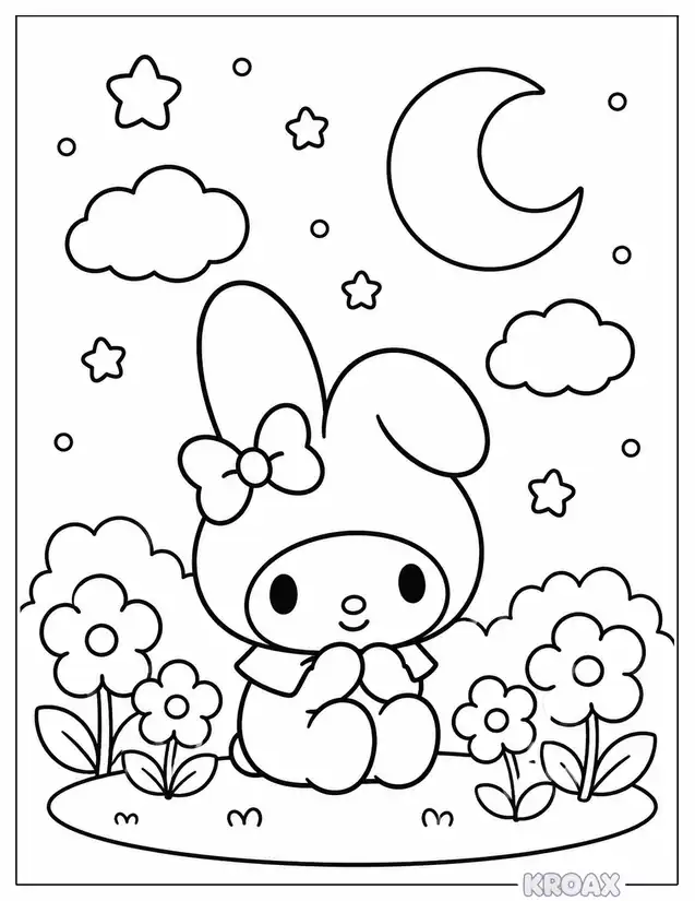 my melody under the starlight printable coloring page