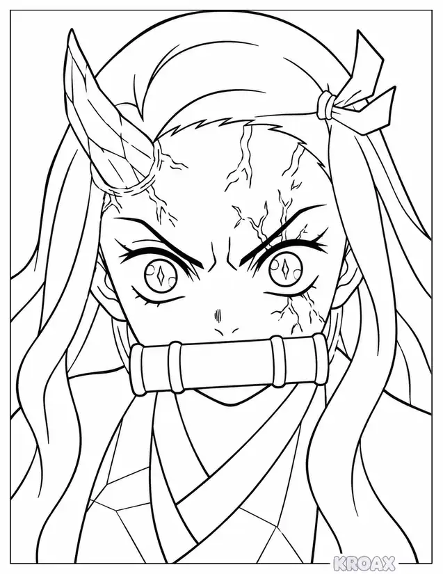 nezuko manga panel close up printable coloring page