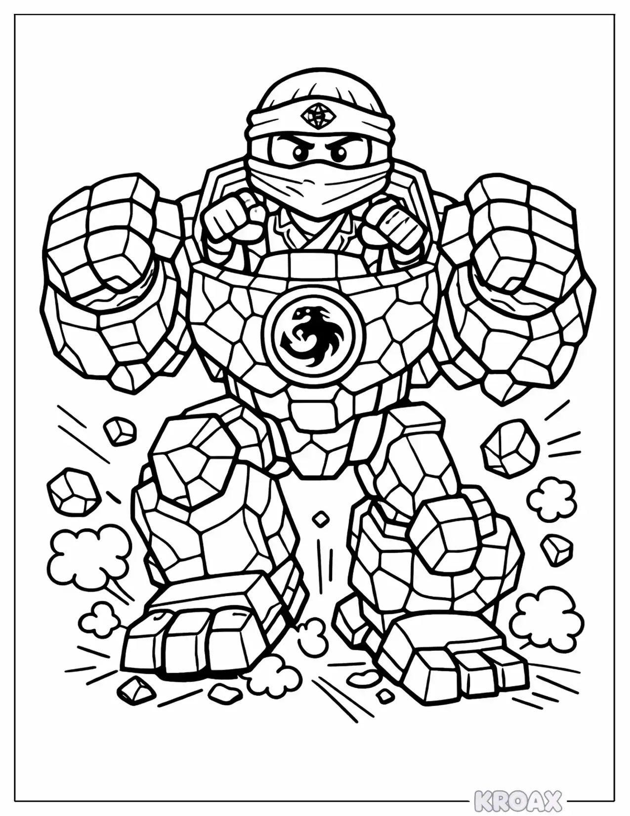 cole s mighty stone mech in motion printable coloring page