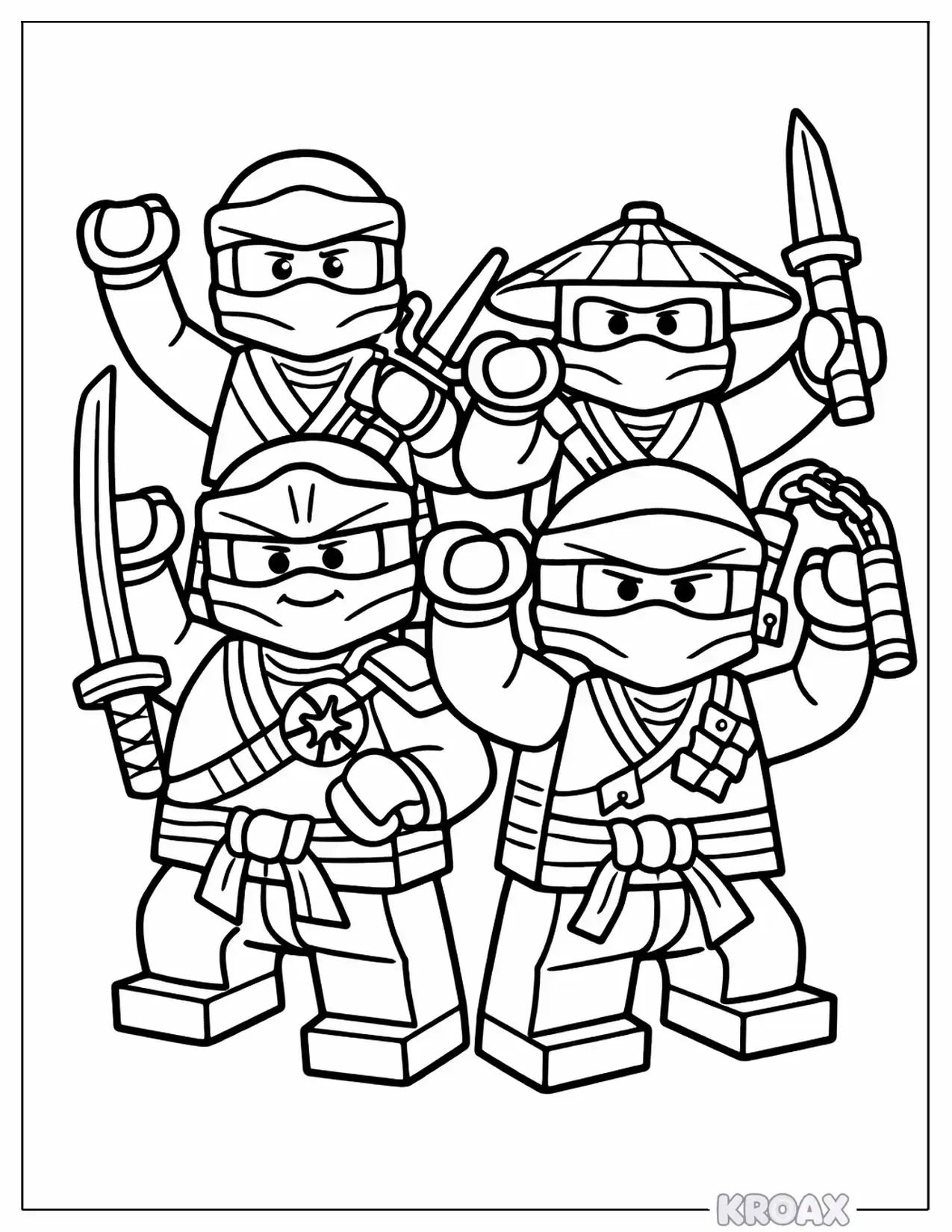 lego ninja squad victory pose printable coloring page