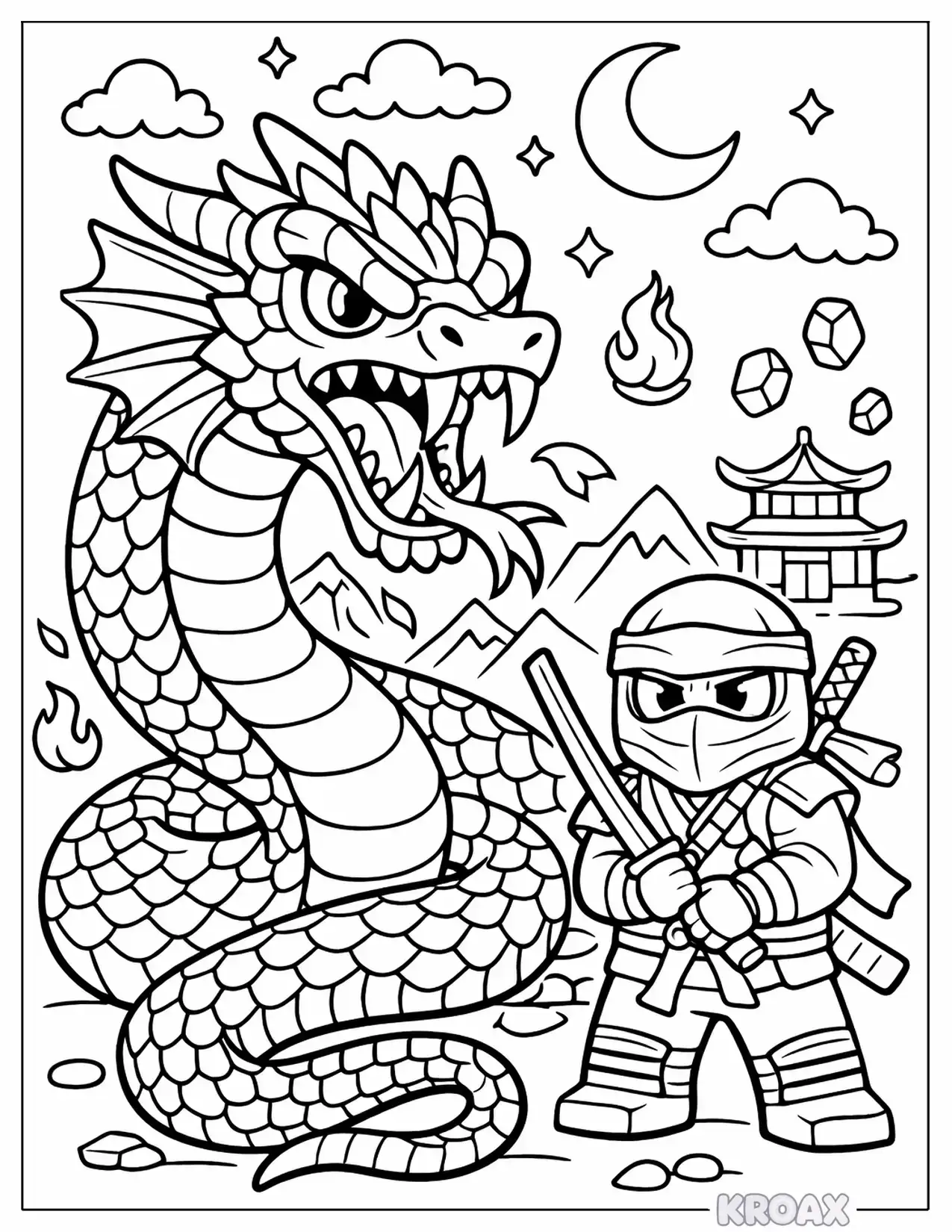 mystical ninjago serpent guardian beast printable coloring page