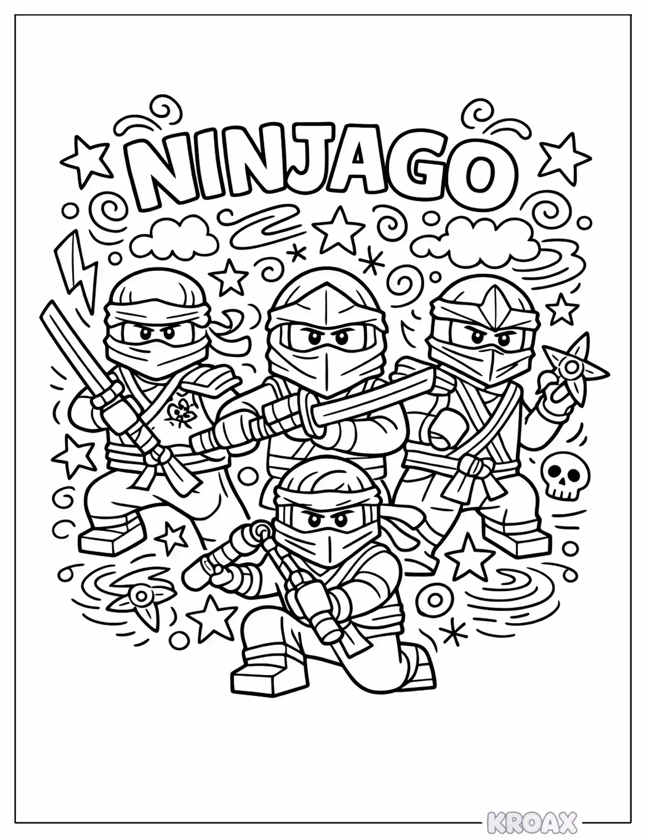 ninjago doodles and lettering fun printable coloring page