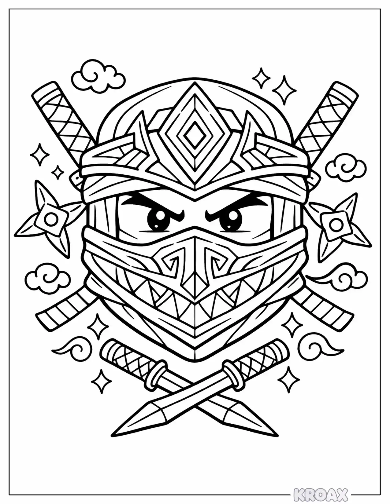 ninjago golden ninja mask design printable coloring page