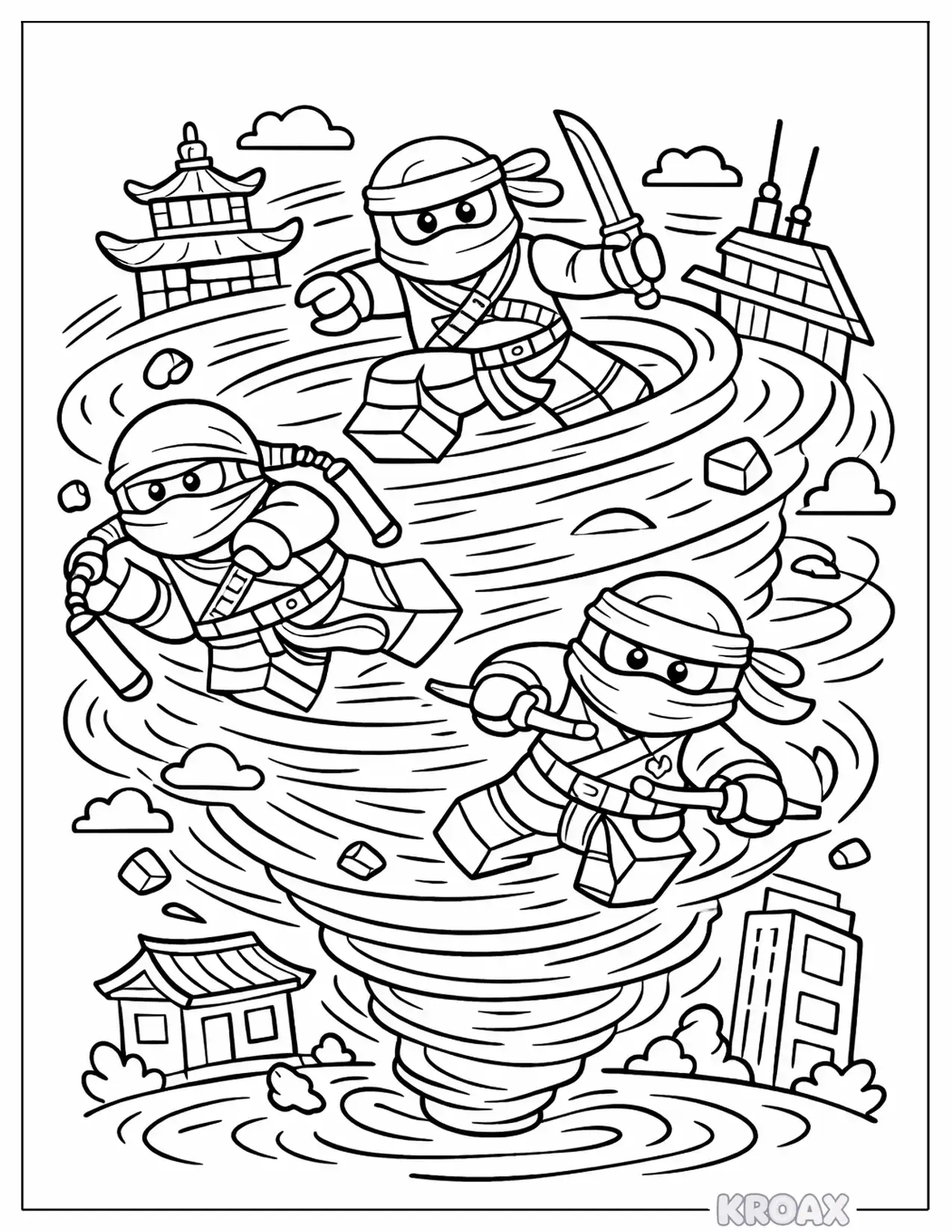 ninjago spinning tornado vortex design printable coloring page