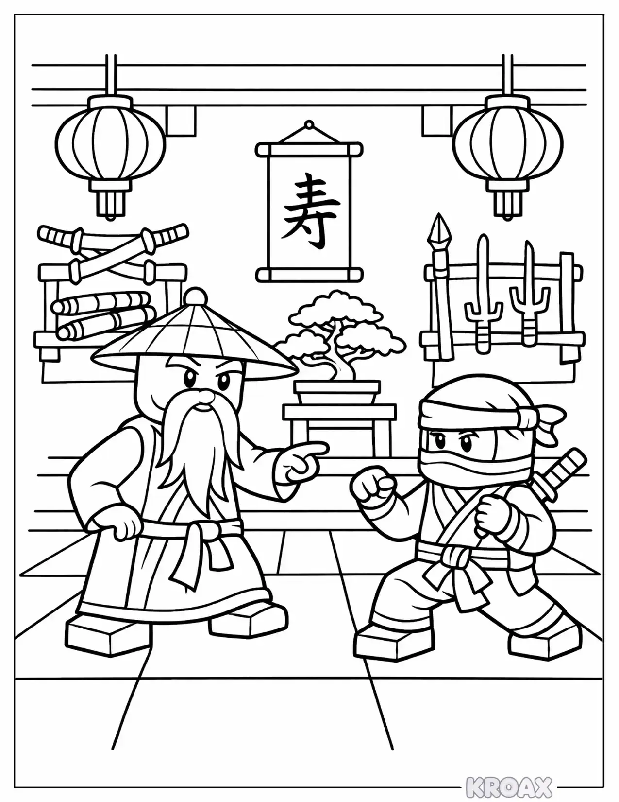 sensei wu and student training session printable coloring page