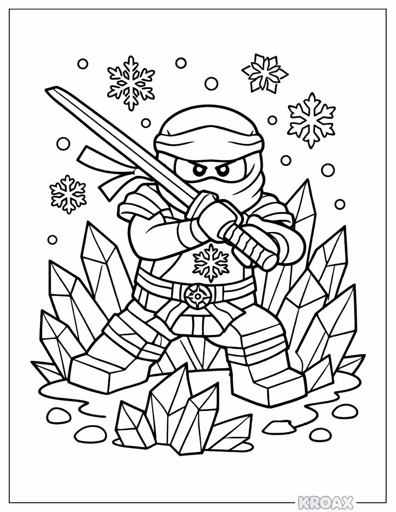 zane the ice ninja frozen power printable coloring page