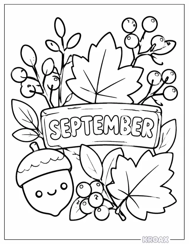 fall berries and branches printable coloring page
