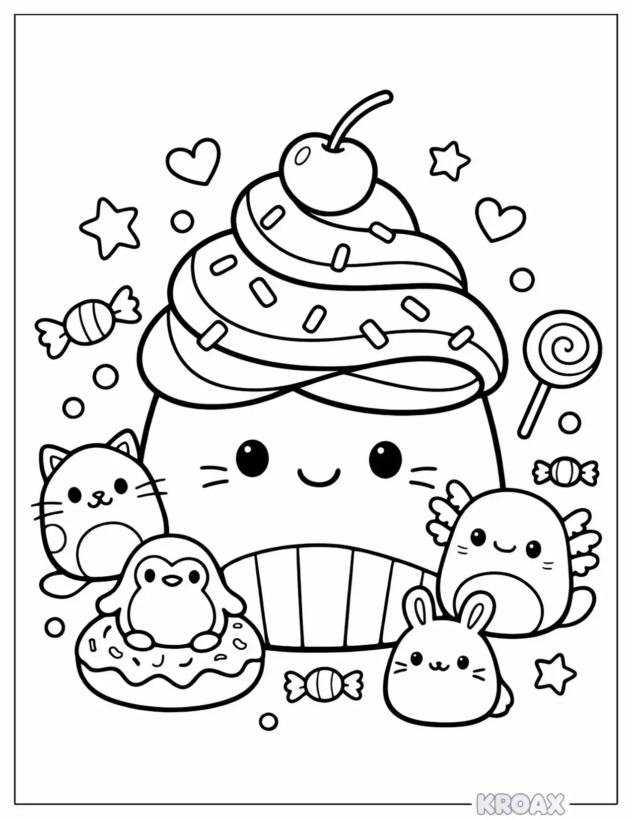 squishmallow cupcake with sprinkles printable coloring page