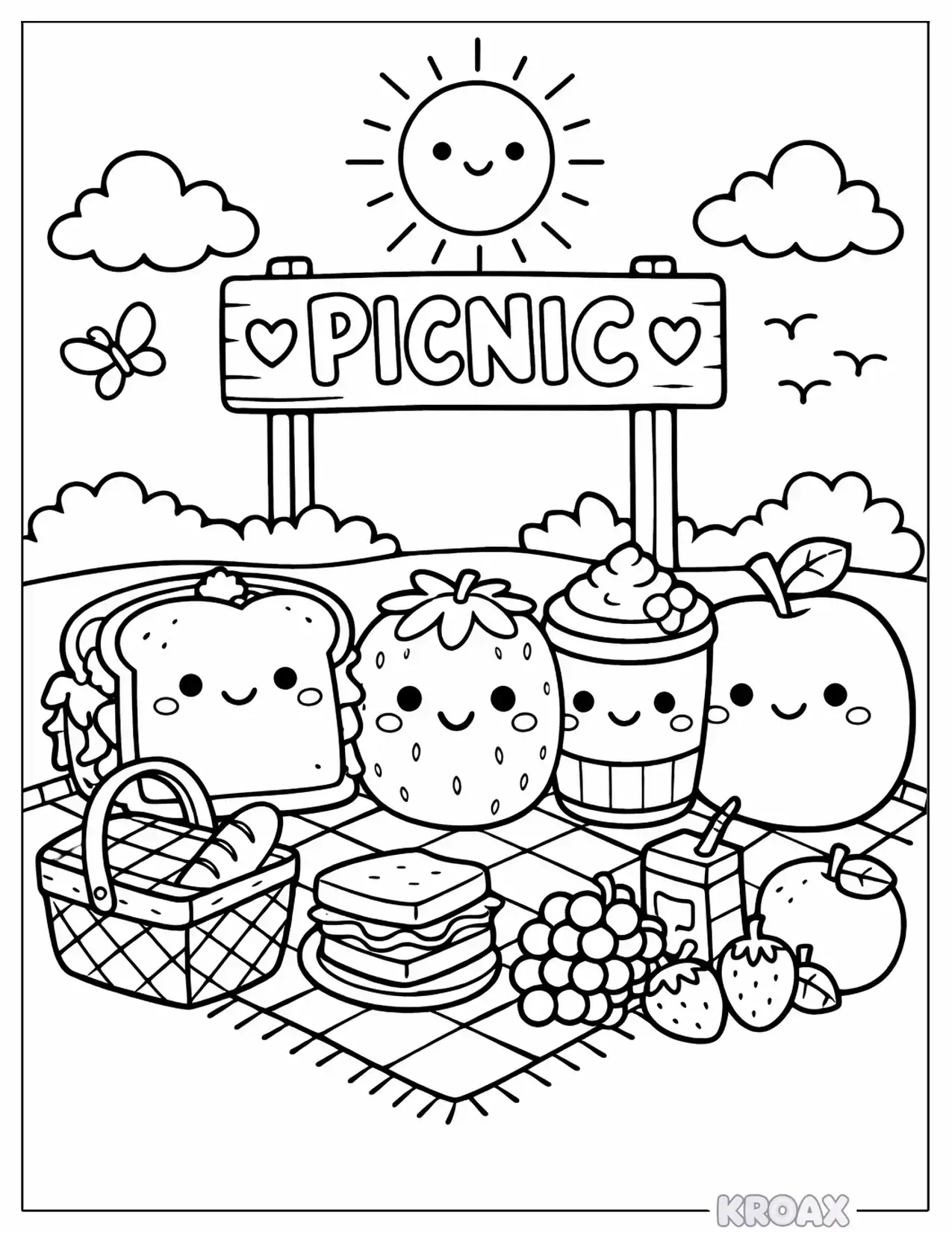 squishmallow food friends picnic time printable coloring page