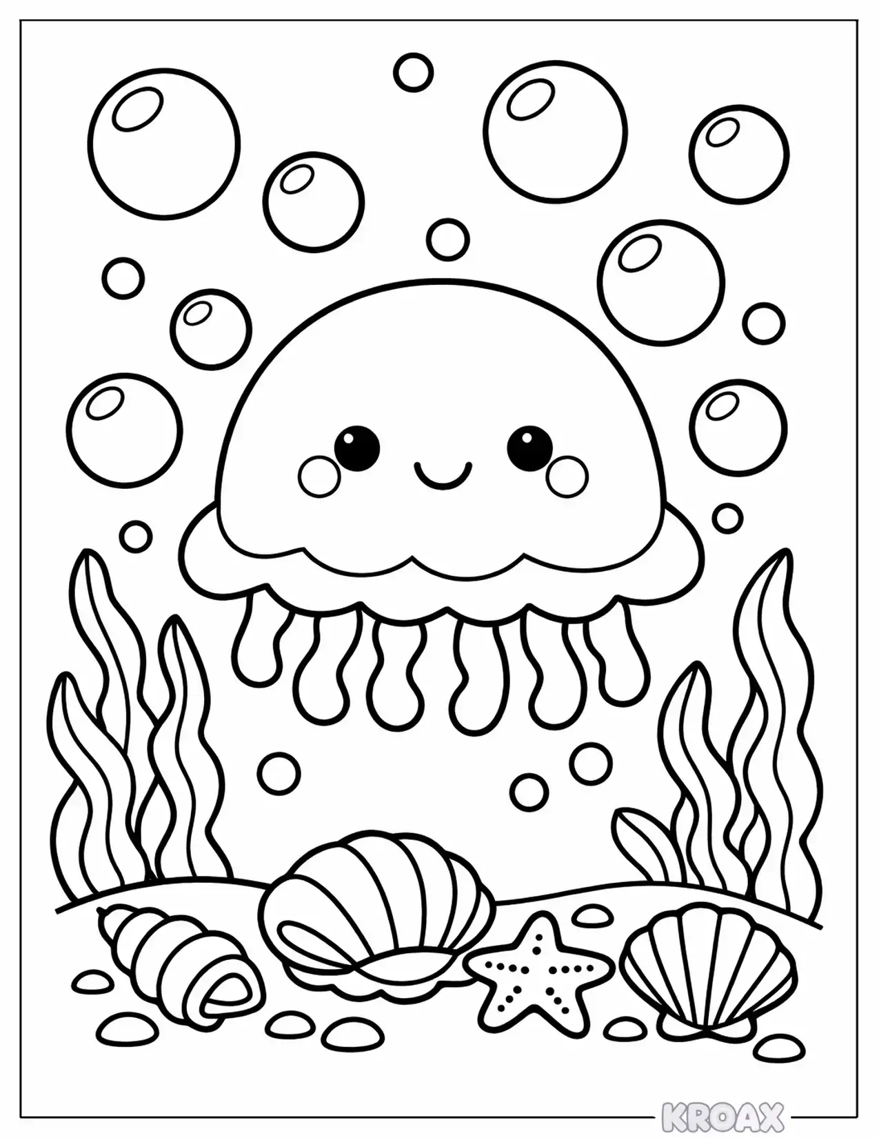 squishmallow jellyfish floating through bubbles printable coloring page
