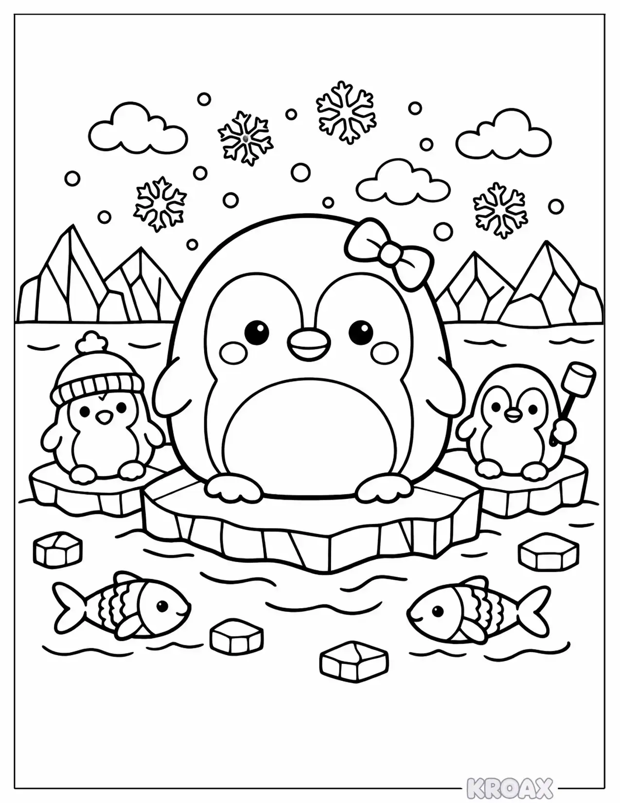squishmallow penguin arctic friends printable coloring page