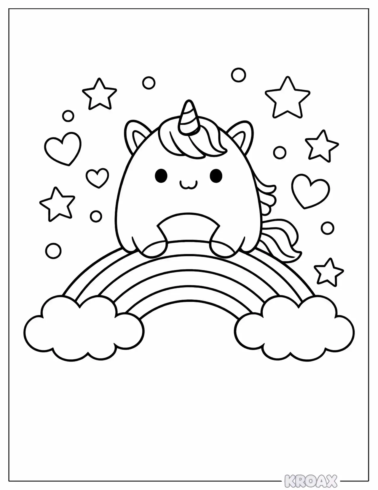 squishmallow unicorn rainbow adventure printable coloring page