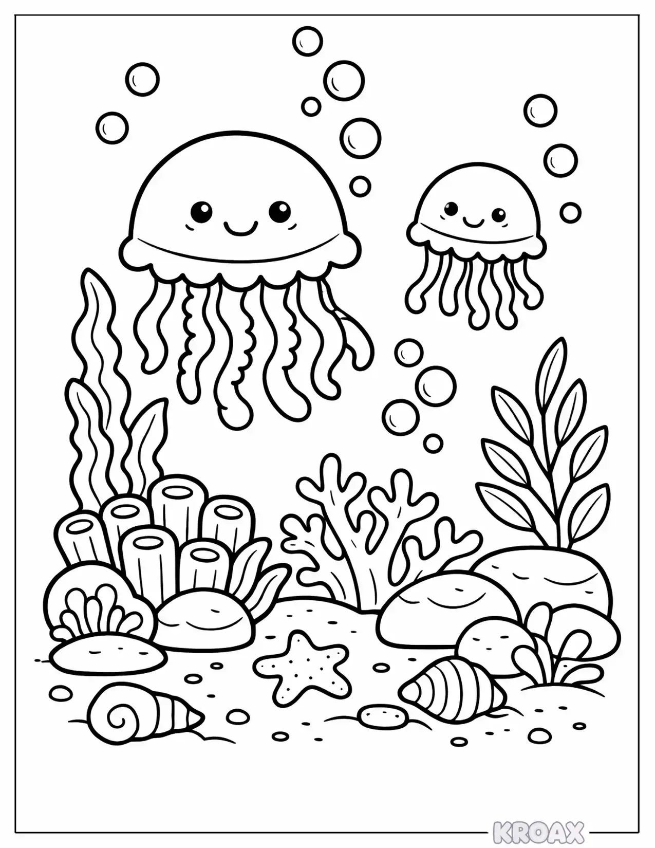 jellyfish friends dancing in coral gardens printable coloring page