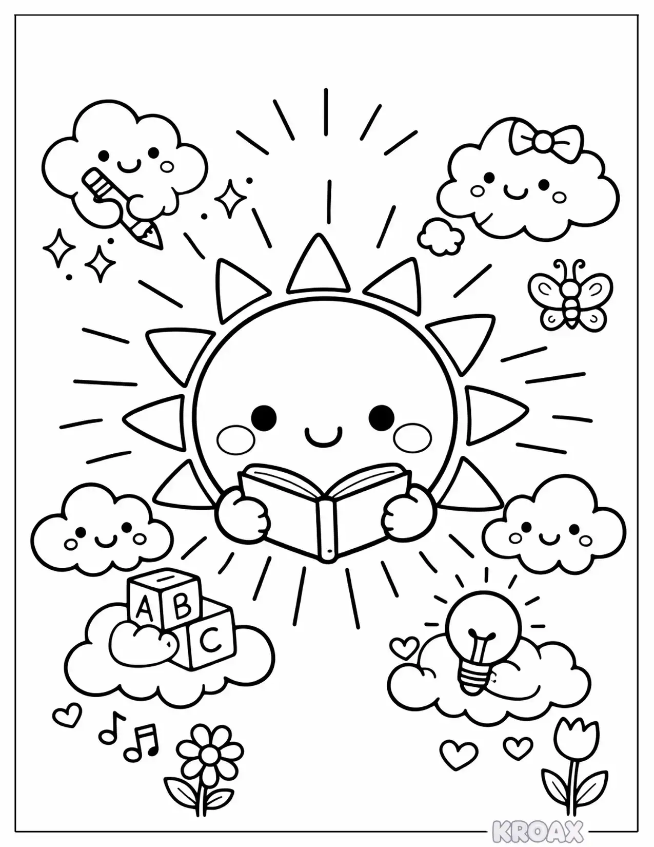 cute baby sun learning to shine printable coloring page