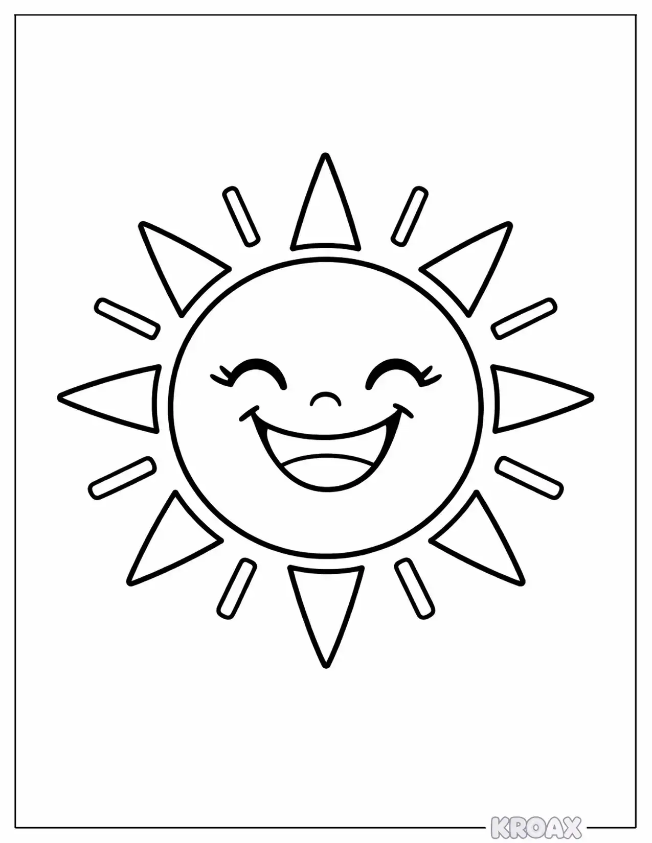 cute smiling sun with happy face printable coloring page