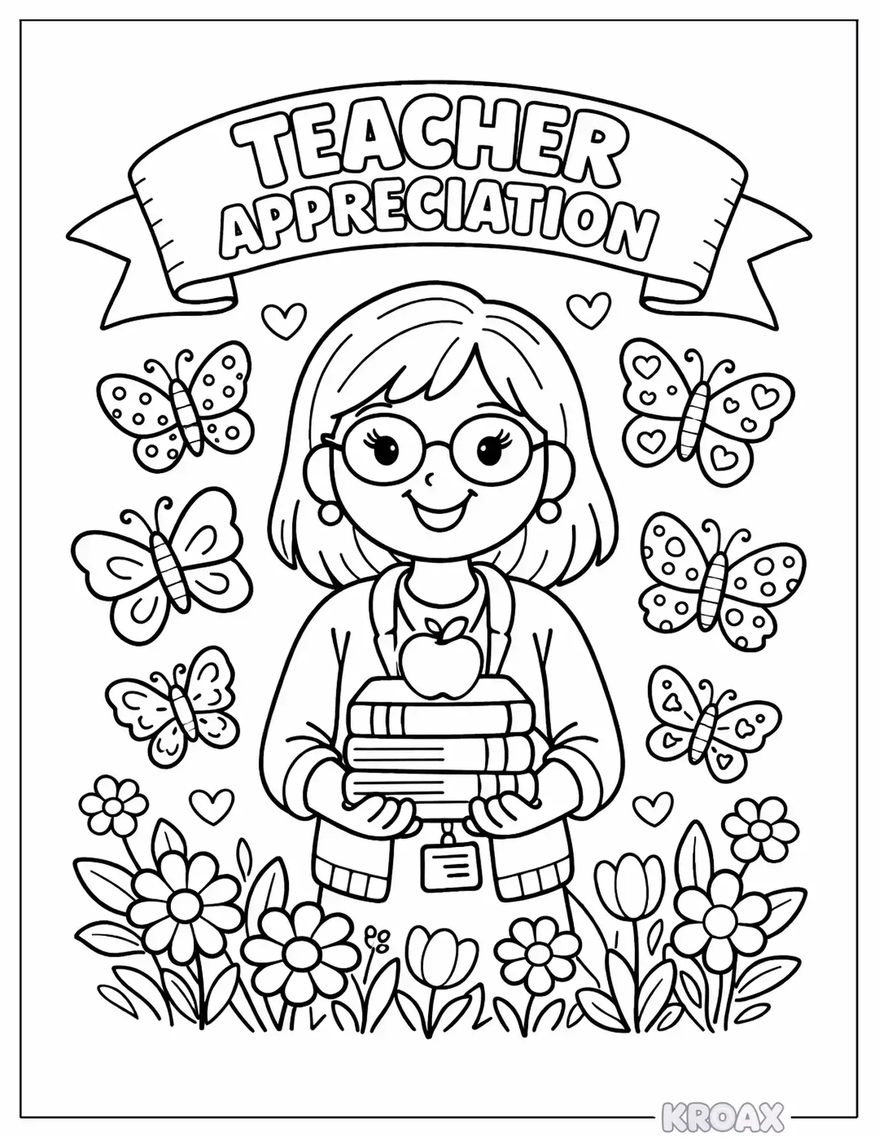 favorite teacher with rainbow butterflies printable coloring page