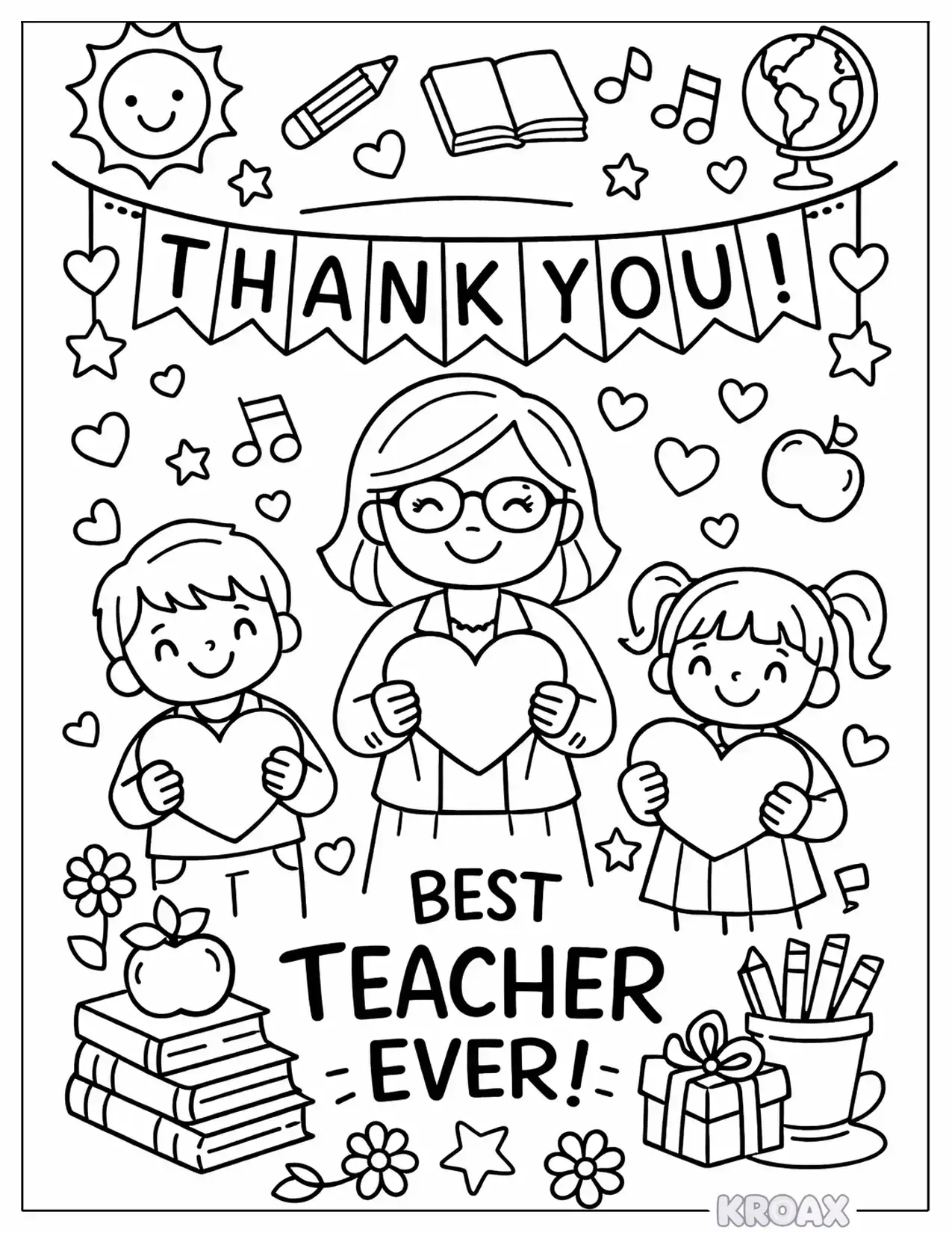 grateful hearts celebrating an amazing teacher printable coloring page