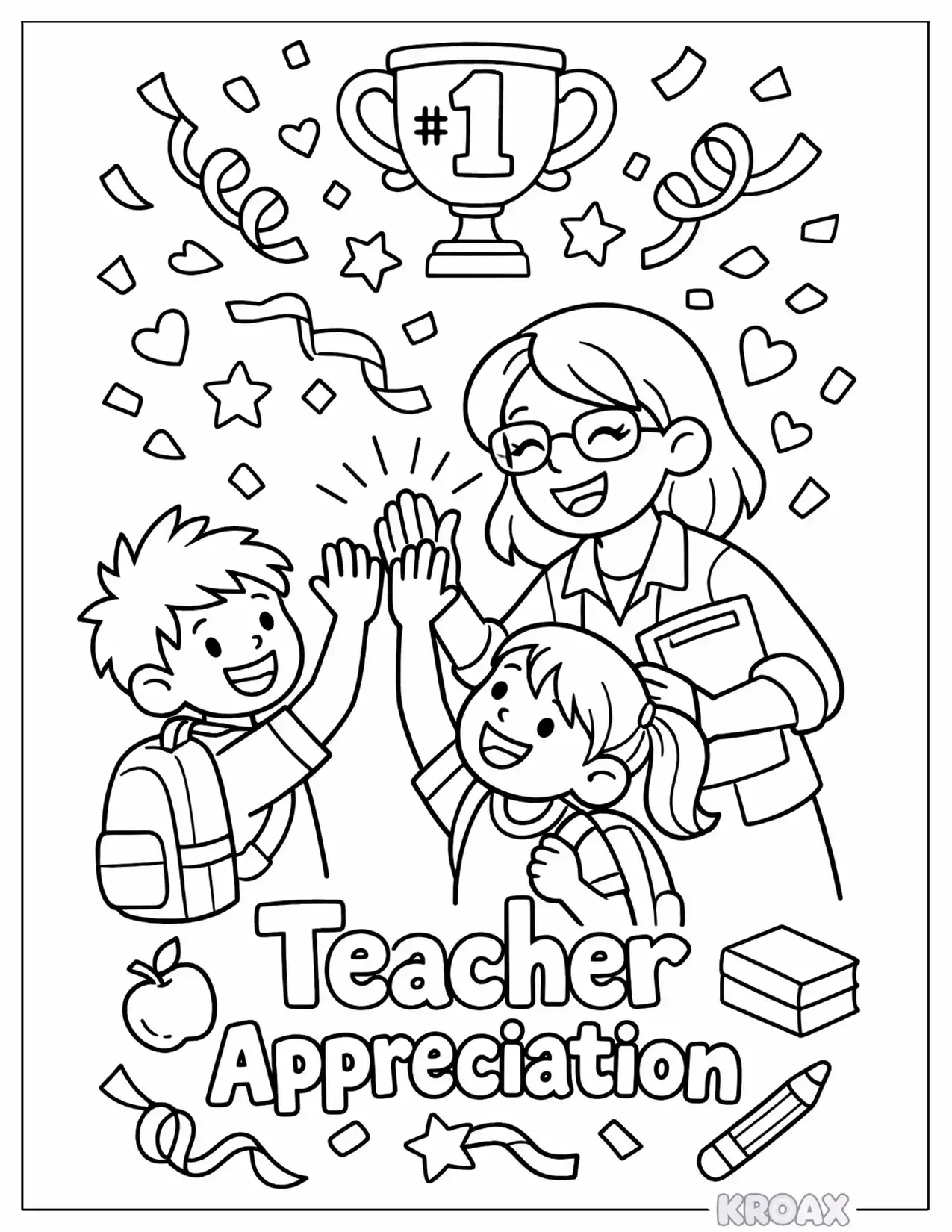 number one teacher high five celebration printable coloring page