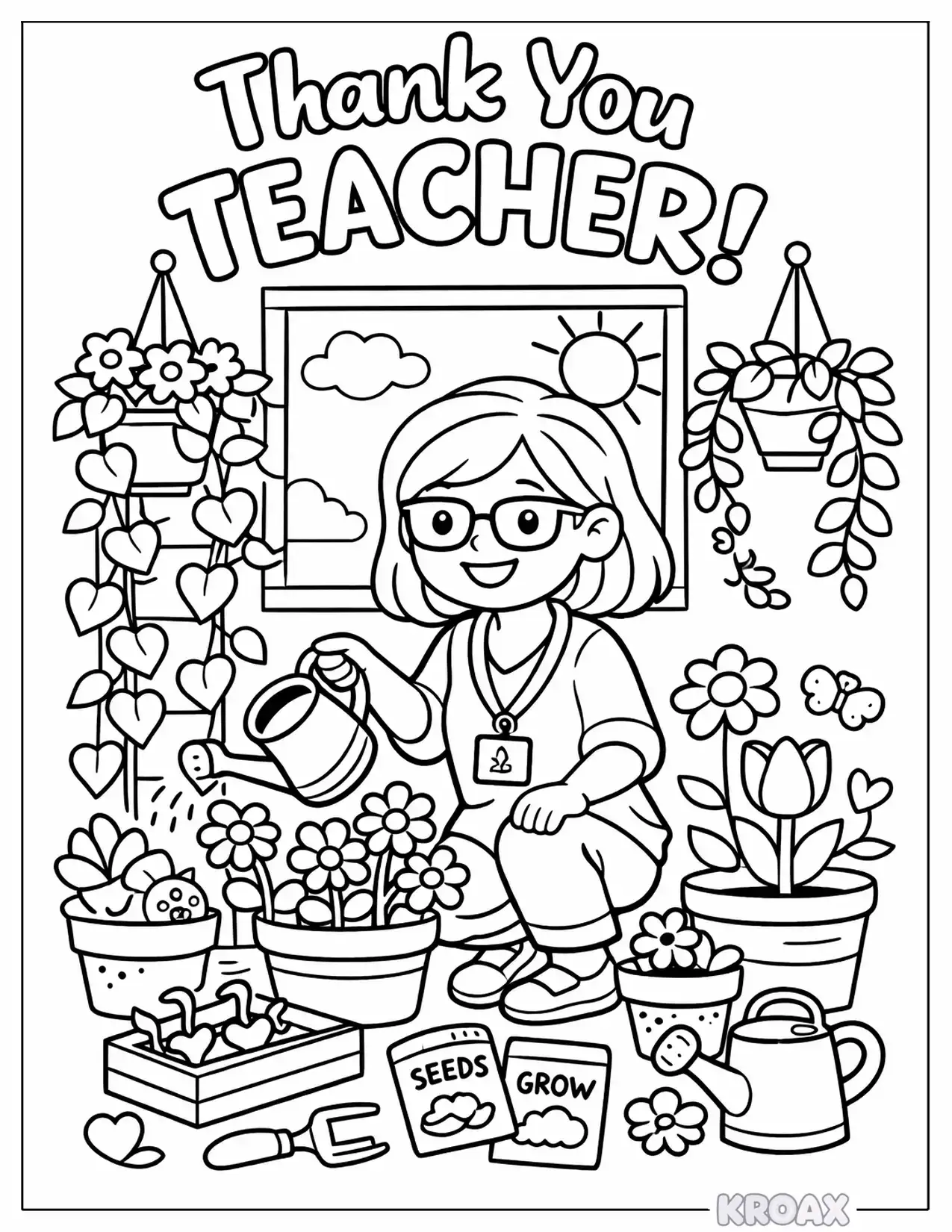 teacher s magical classroom garden printable coloring page
