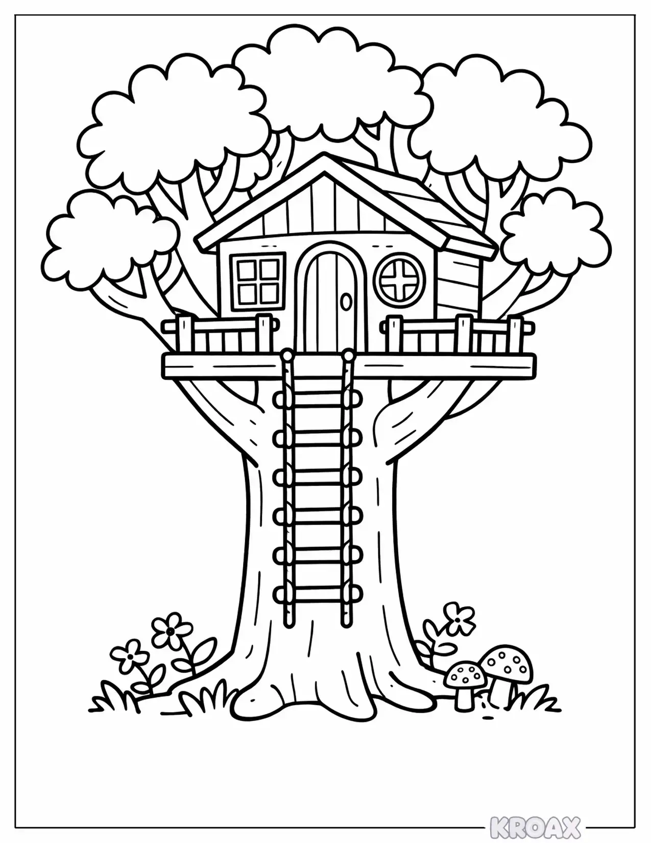 cozy treehouse adventure with ladder printable coloring page