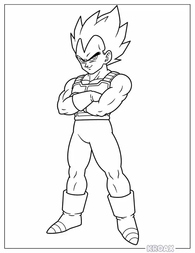 easy vegeta simple line art printable coloring page