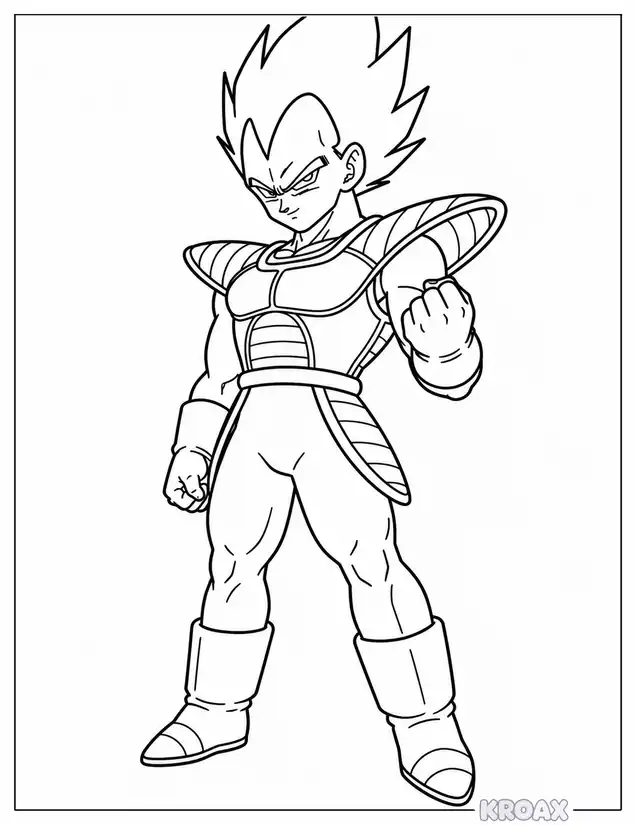 vegeta armor design details printable coloring page