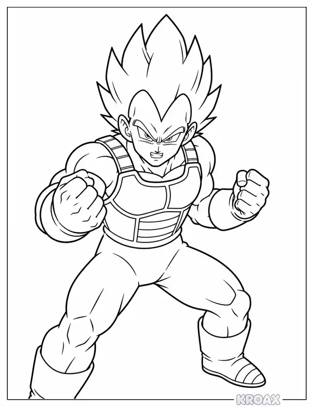vegeta legendary fighter action pose printable coloring page