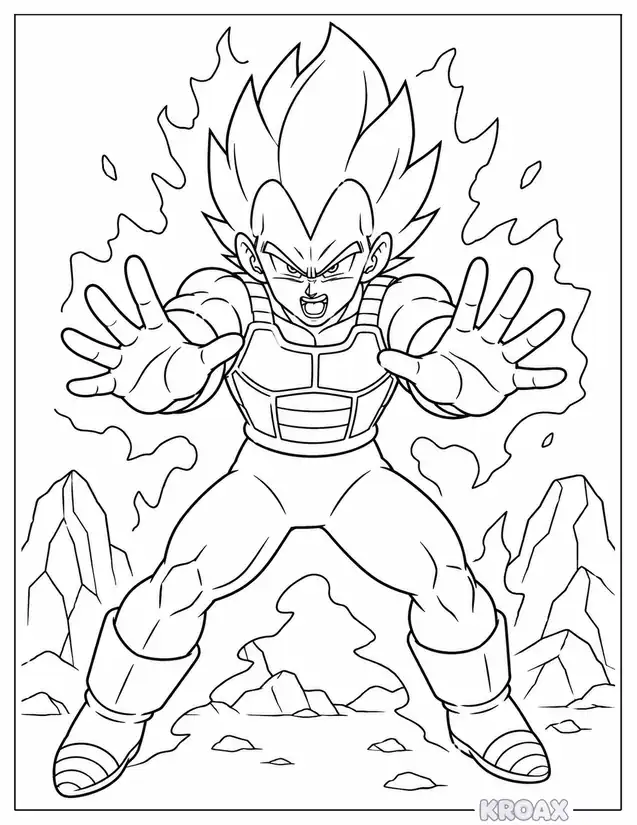 vegeta powering up energy blast printable coloring page