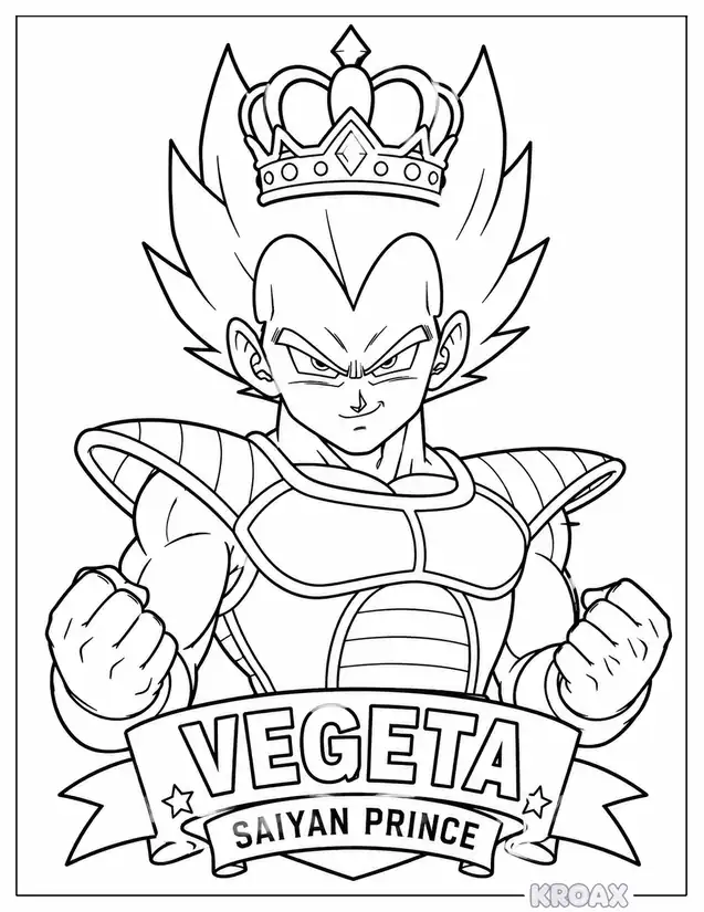 vegeta proud saiyan prince portrait printable coloring page