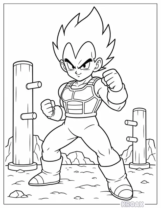 vegeta training scene intensity printable coloring page