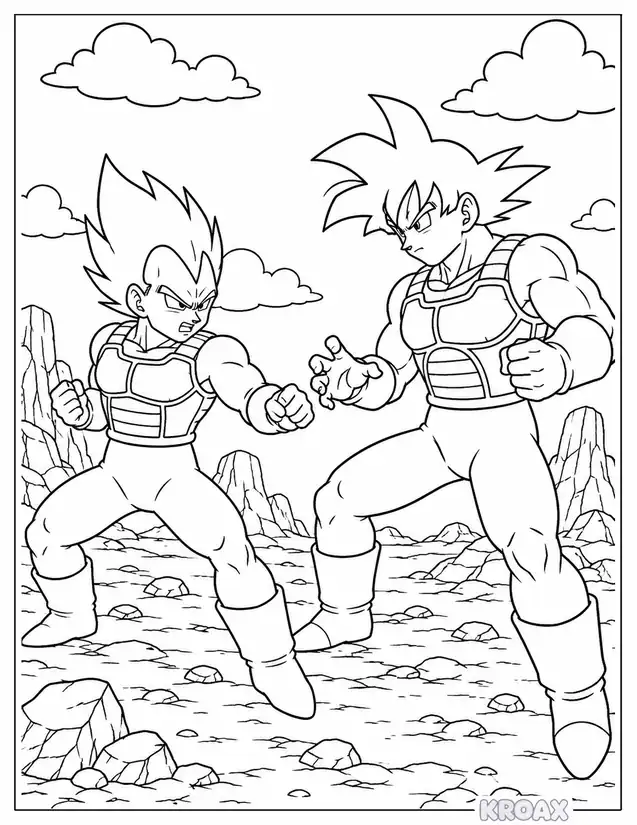 vegeta vs goku epic showdown printable coloring page