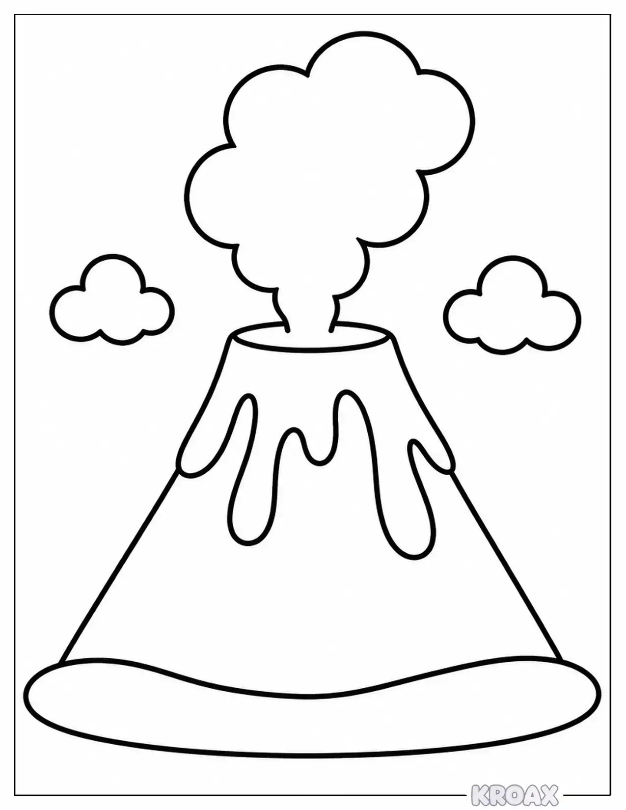 easy cartoon volcano for beginners printable coloring page