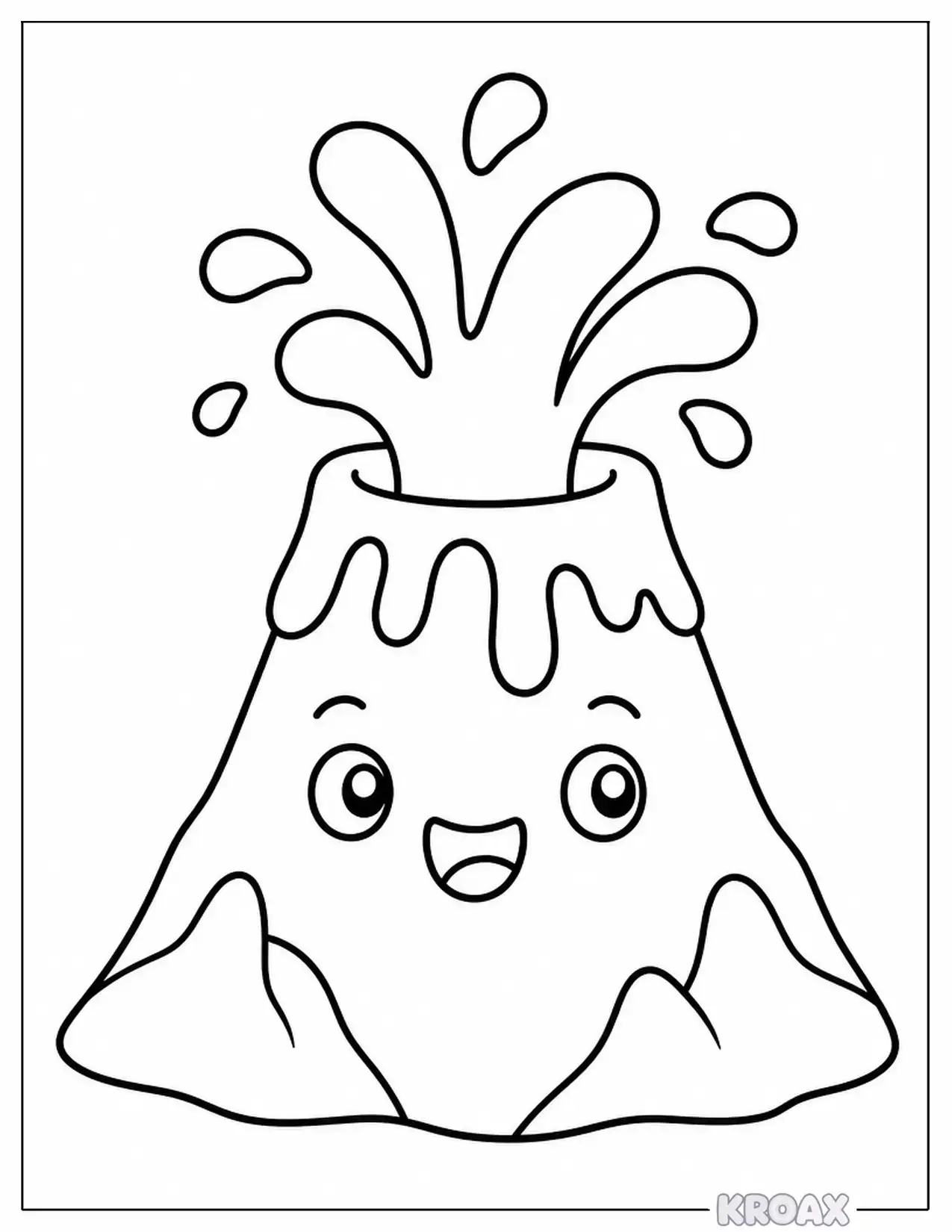 friendly volcano with happy face printable coloring page