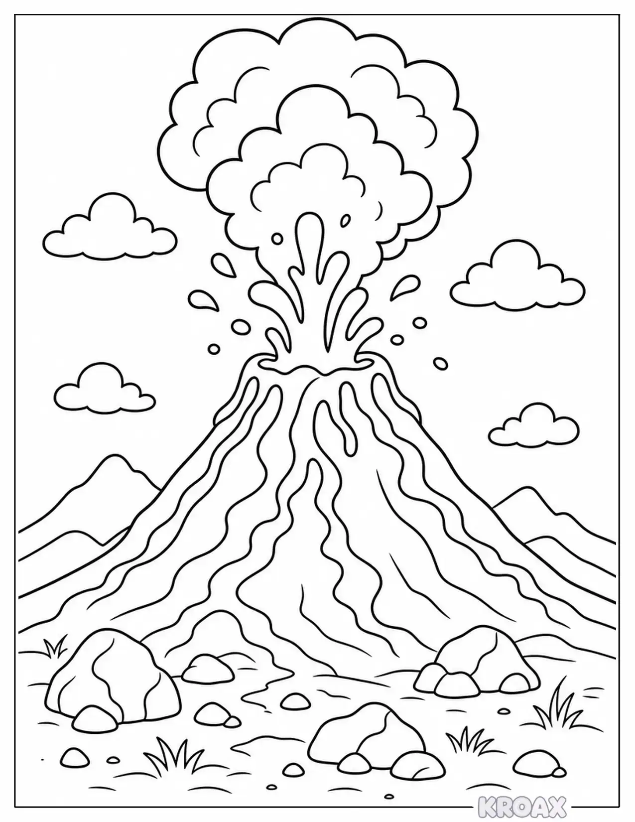 lava flow and ash cloud adventure printable coloring page