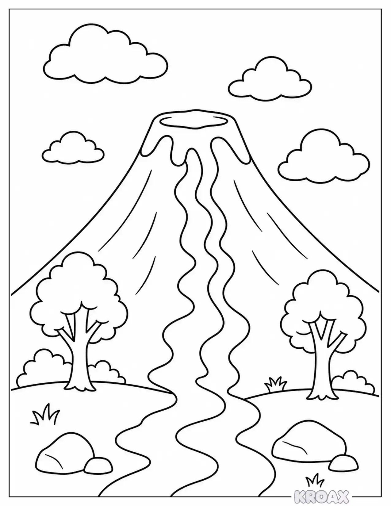majestic mountain volcano landscape printable coloring page