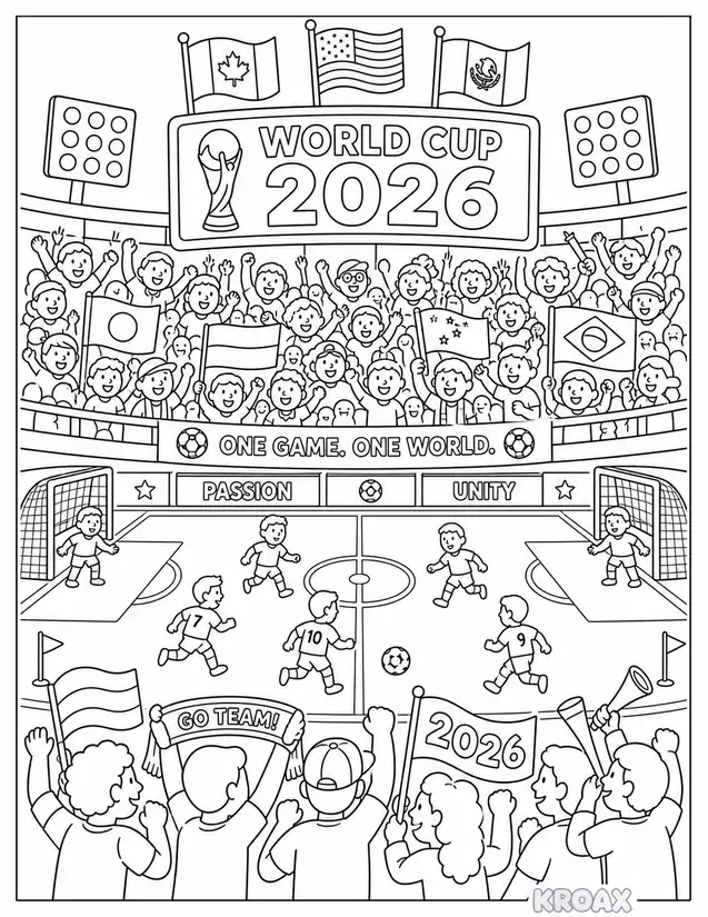 detailed football stadium with cheering crowds printable coloring page