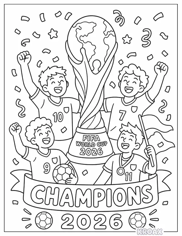 world cup 2026 trophy celebration printable coloring page